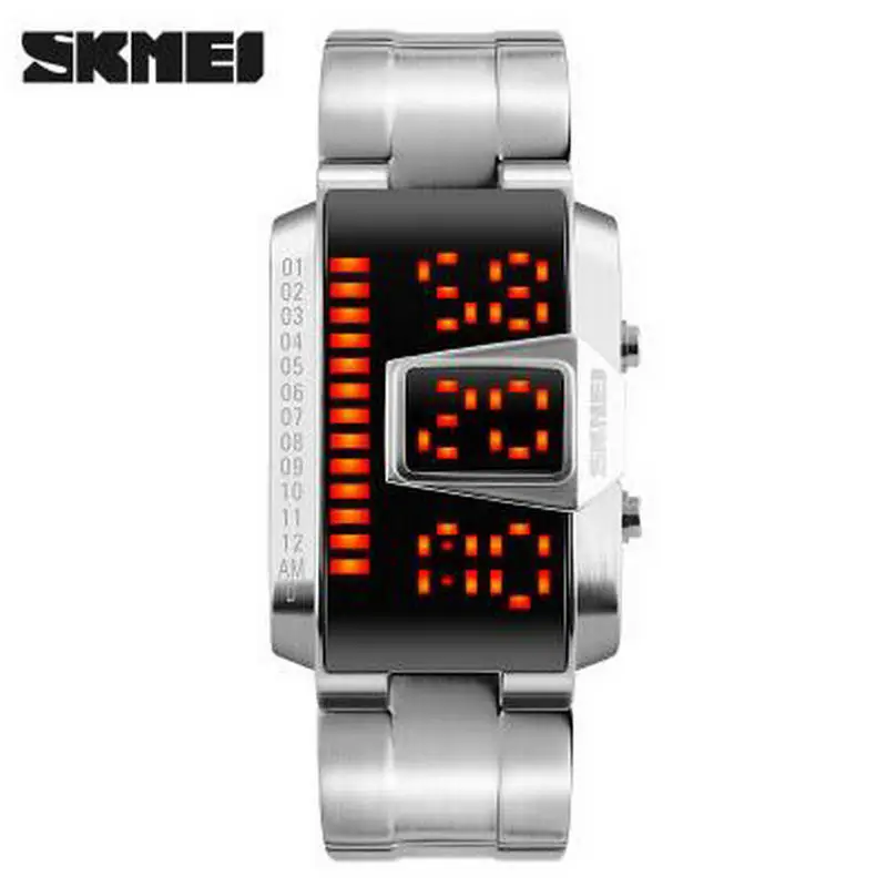 ФОТО NEW SKMEI Top Brand Luxury Men Digital Watches Fashion Casual Sports Watch LED Display Waterproof Alloy Strap Man Wristwatches