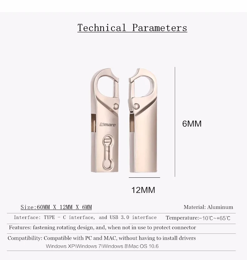 Smare type-C OTG флеш-накопитель USB 3,0 32 Гб 16 Гб 64 ГБ флеш-накопитель смартфон память Мини USB карта type-C 3,1 двойной разъем