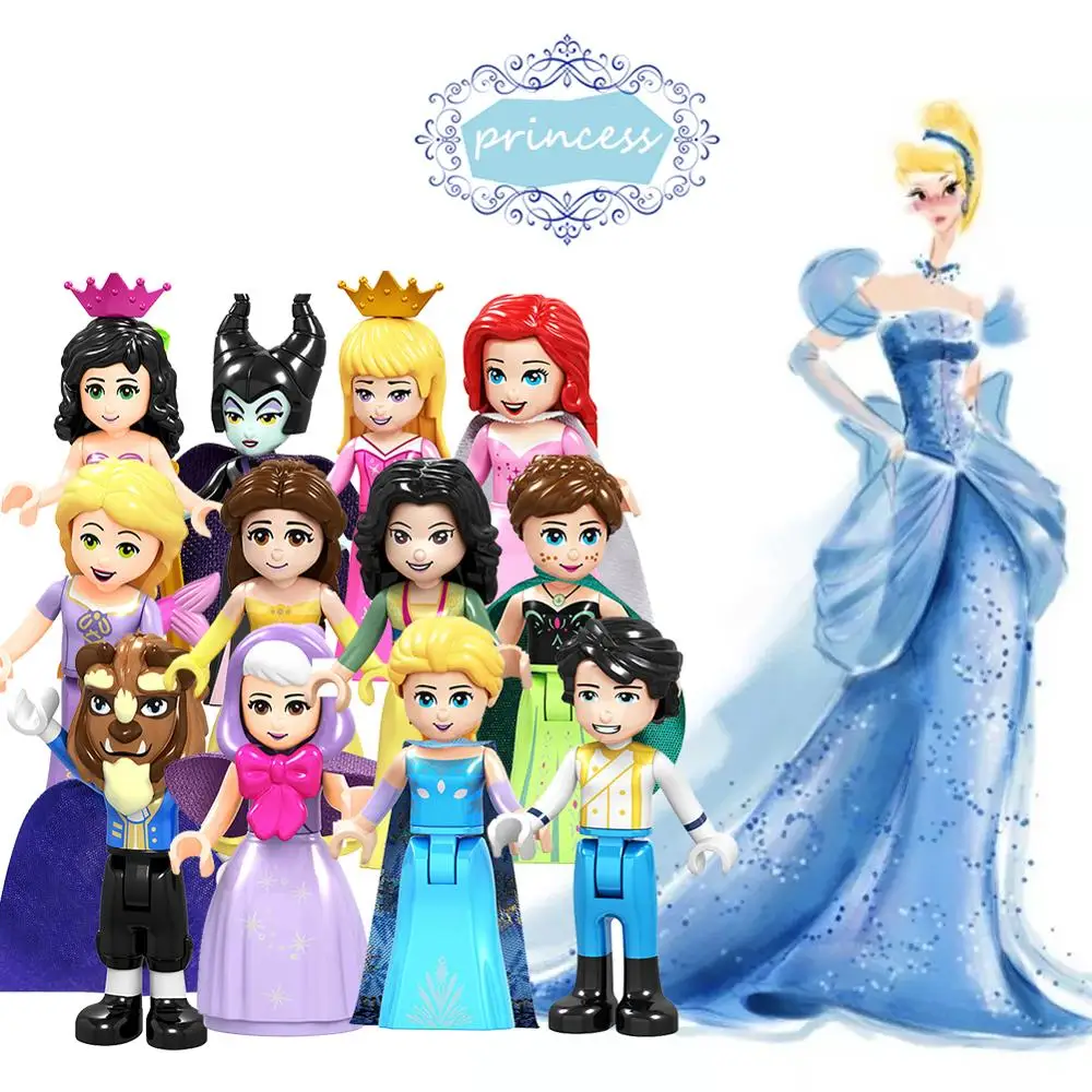 

Andersen's Fairy Tales Duplo Mini Building Figures Beauty and the Beast Mermaid Ariel Snow White Cinderella Princess Kid Gift