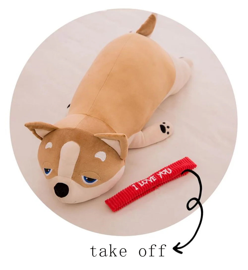 Fancytrader Pop Soft Lying Animal Shiba Inu Plush Pillow Anime Akita Doll Cartoon Dog Pillow for Valentine's Day Present12