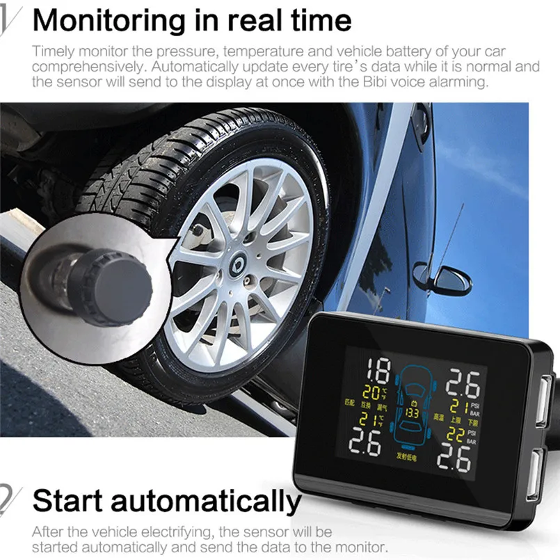 Дропшиппинг дизайн автомобиля TPMS шин давление температура мониторы системы+ датчики прикуривателя J20