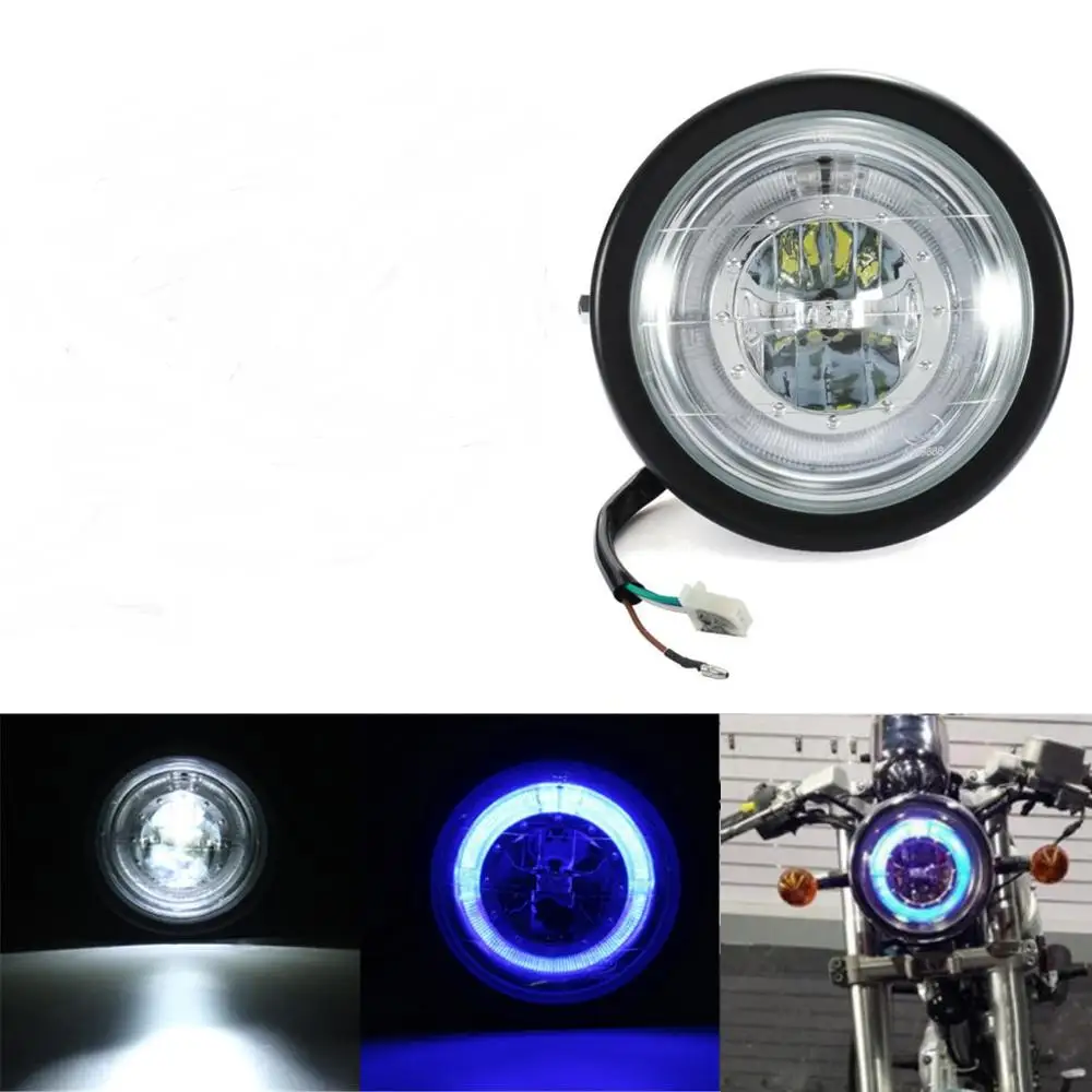 

Universal Motorcycle Angel Eye LED Headlight Running Light Hi / Lo Beam