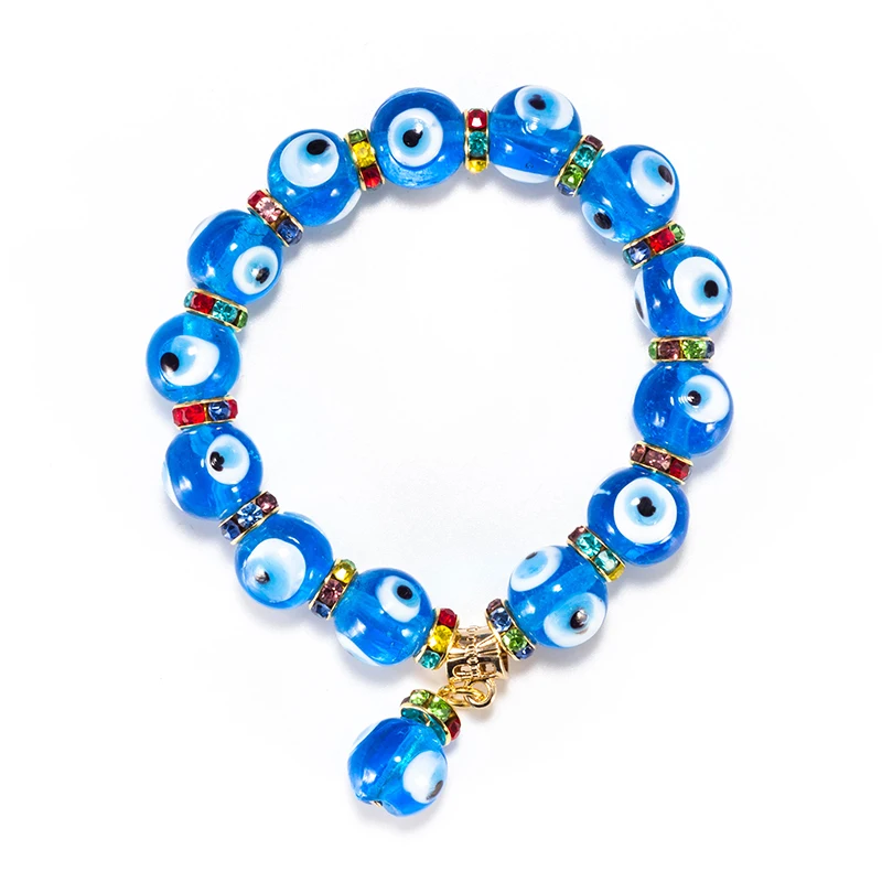Злой Глаз, стекло Синий Круглый бисер синий бисер, от сглаза браслет для женщин мужчин турецкие Ювелирные изделия Подарки EY5333