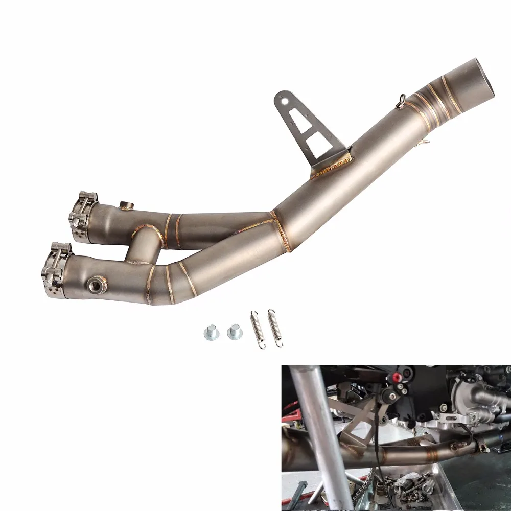 NICECNC Stainless Steel Motorcycle Exhaust Mid Pipe Fit For Yamaha R1