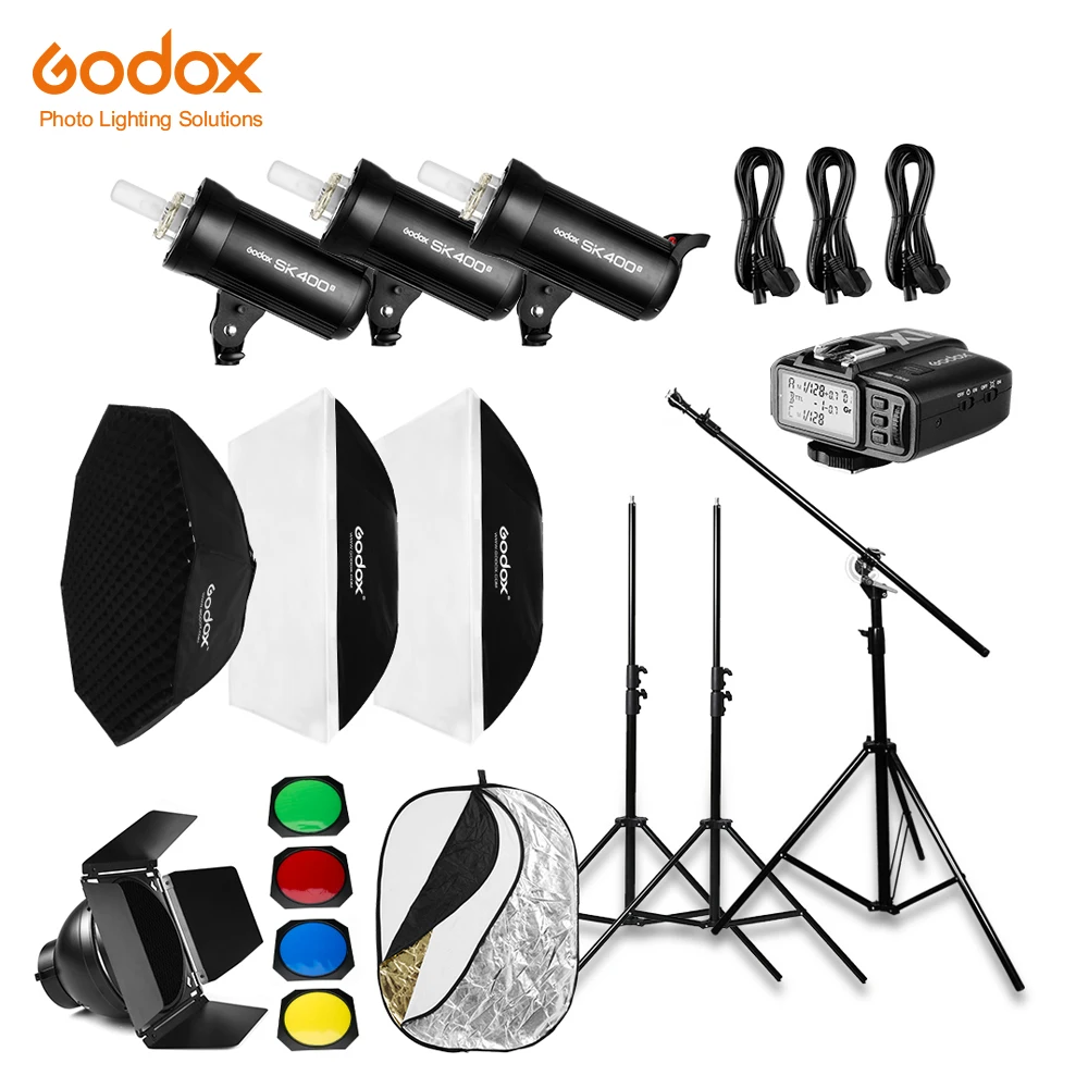 

Free DHL 1200W Godox 3x 400Ws Photo Studio Flash Lighting,Softbox,Light Stand, Studio Boom Arm Top Light Stand
