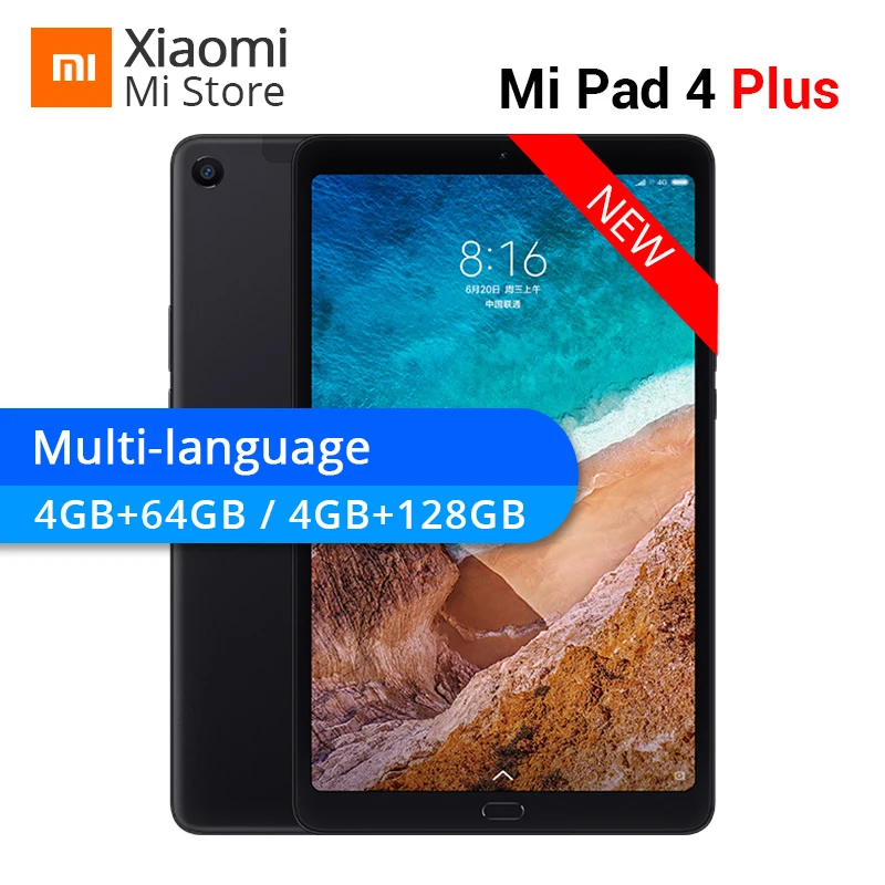 

Original Xiaomi Mi Pad 4 Plus PC Tablet 10.1" 8620mAh Snapdragon 660 Octa Core 1920x1200 13MP+5MP Cam 4G Tablets Android MiPad 4