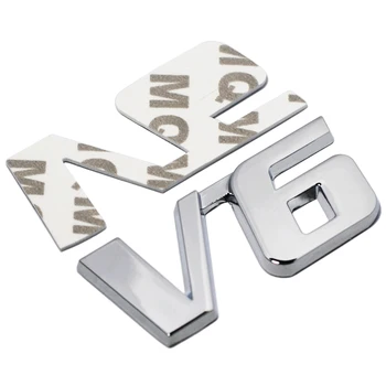 

Car Chrome Metal V6 Emblem Badge 3D Decal Trunk Auto Motor Sticker Car Styling Sticker for Ford Fiesta Kuga Ranger Galaxy Fusion