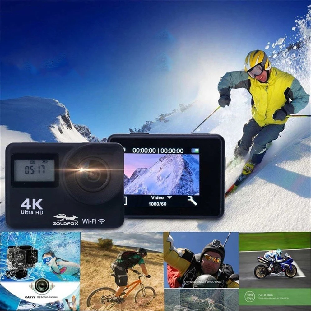 Экшн-камера с сенсорным экраном 4 K, wifi, 12MP, Ultra HD, Спортивная камера, 30 м, Go, водонепроницаемая, pro DV, пульт дистанционного управления, шлем, автомобильная мини-камера