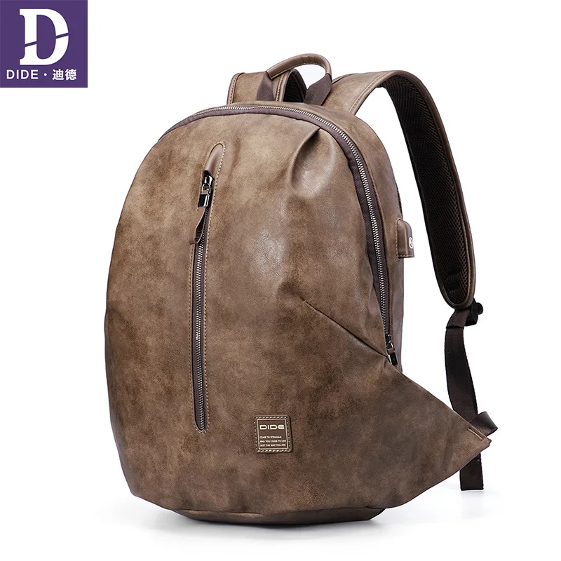

New 15 inch Backpack Leather USB charging bagpack Laptop Mochila shoulder bags Preppy School Bag Men Anti-theft pocket