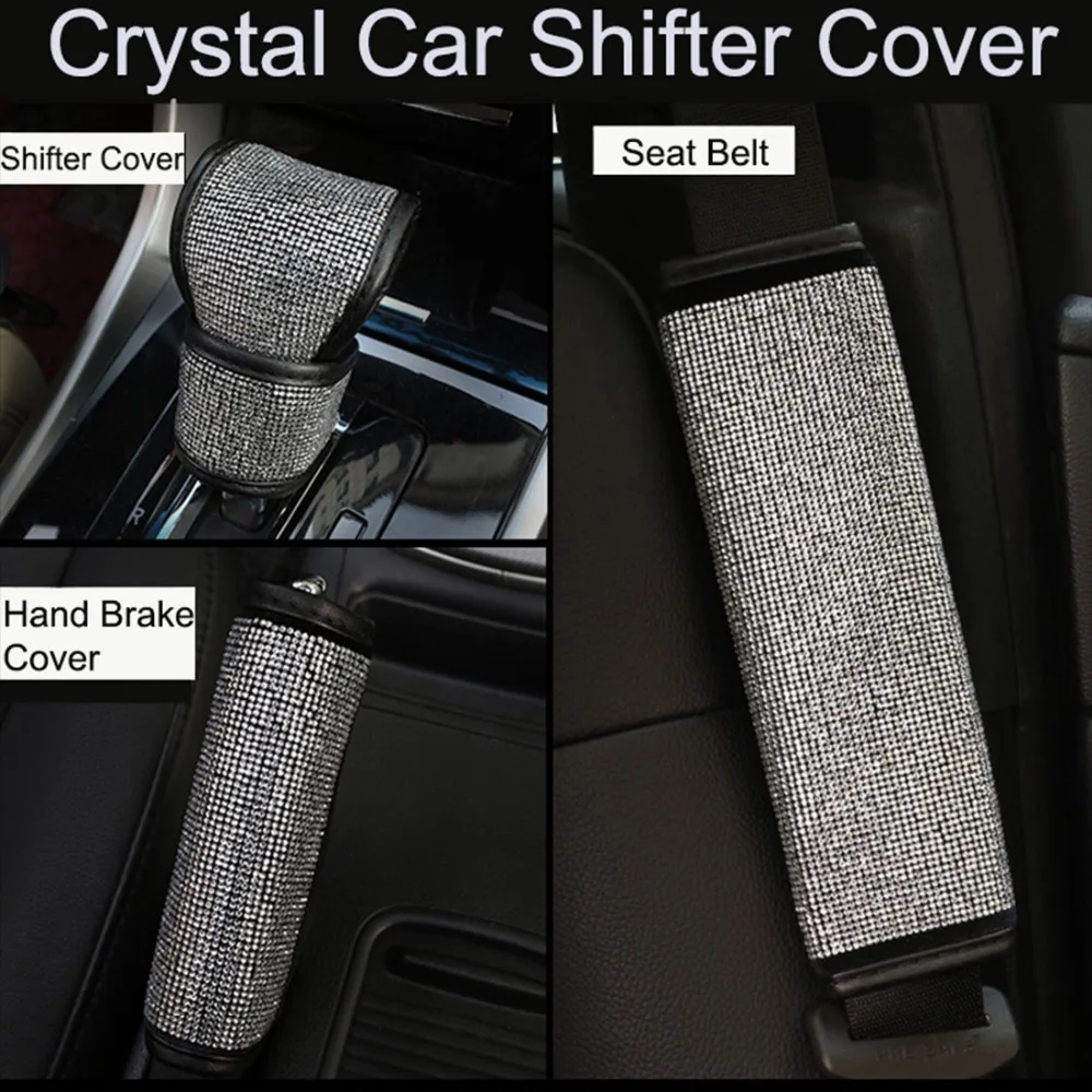 

Universal Luxury diamond Car interior decoration kit Child Safety belt pad on auto Gear set Car Accessories