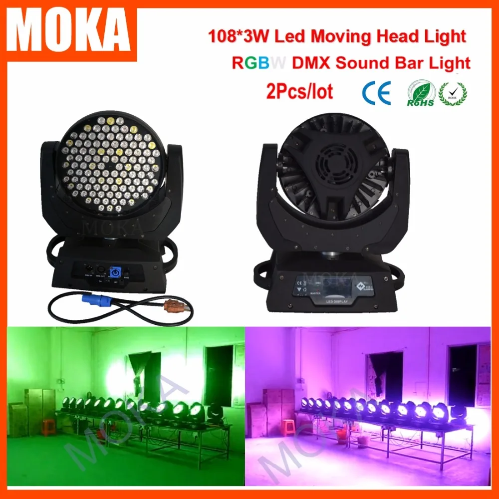 

2PCS/LOT DMX Disco Bar Led 108*3W Moving Head Spot Light Pan Scan 630 Degree Outdoor Indoor Effect Lights for Wedding Show