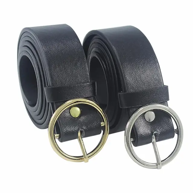 Fashion Women Belt Solid Round Shape Buckle Waist Belt Unisex Circle O