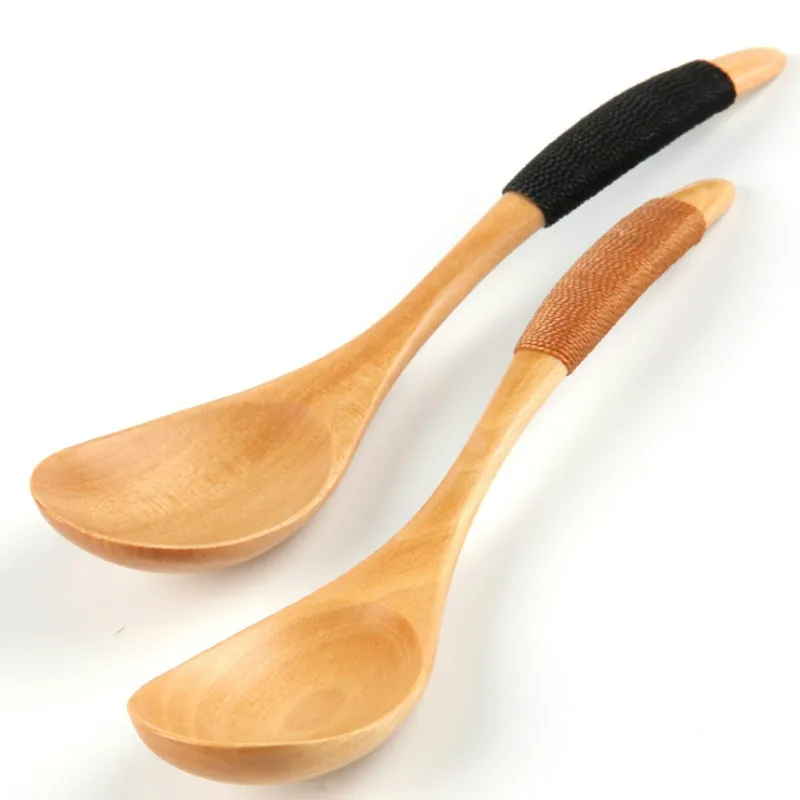 

10pcs/lot Hot Style Creative New Japanese Tableware Exquisite Environmental Handle Wood Spoon Coffee Yogurt Wooden Spoon 17.5cm