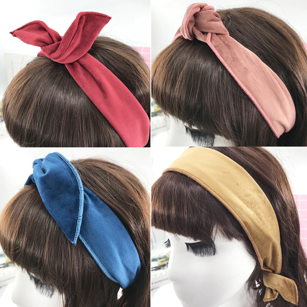 Lovely Velvet Rabbit Ear Wire Wrap Headband Hair Band Accessories Women