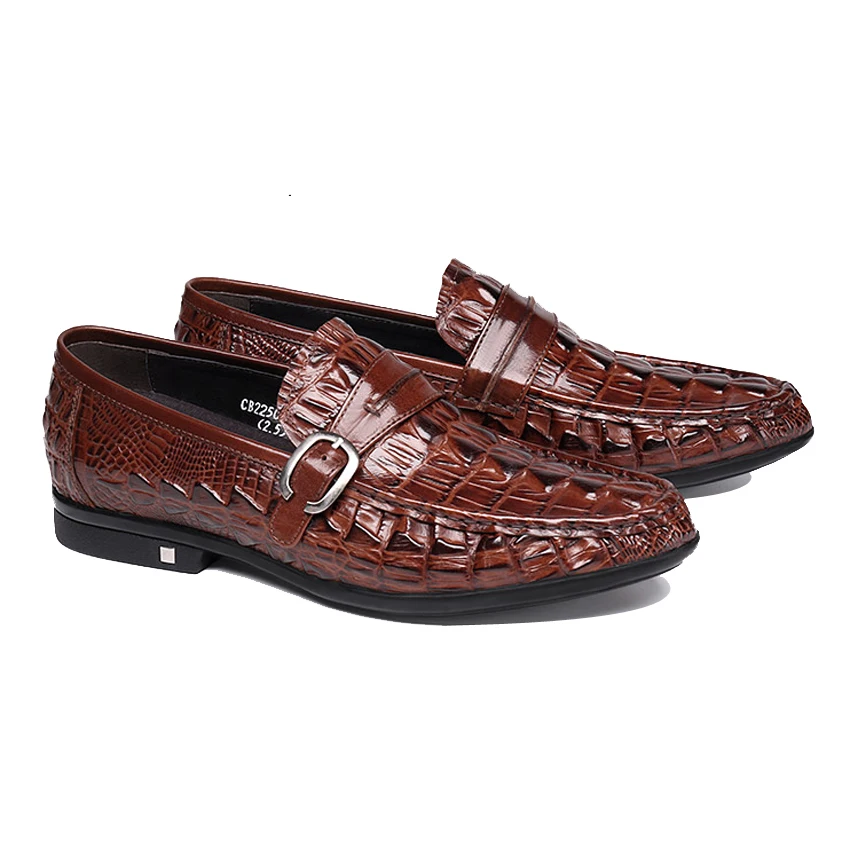 Мужские лоферы из натуральной крокодиловой кожи, увеличивающие рост, с круглым носком, без застежки, удобные мужские мокасины ручной работы, повседневная обувь YMX320