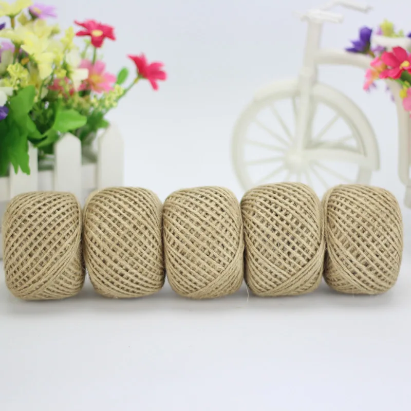 Jute Twine 30Meter Natural Sisal 2mm Rustic Tags Wrap Wedding Decoration Crafts Twisted Rope String Cord Events Party Supplies