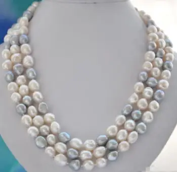 

gorgeous 9-10mm Tahitian baroque south sea multicolor pearl necklace 48inch