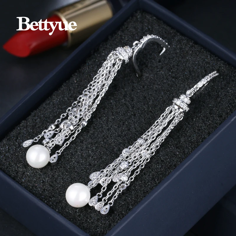 Bettyue брендовые модные очаровательные длинные серьги с жемчугом антиаллергенные