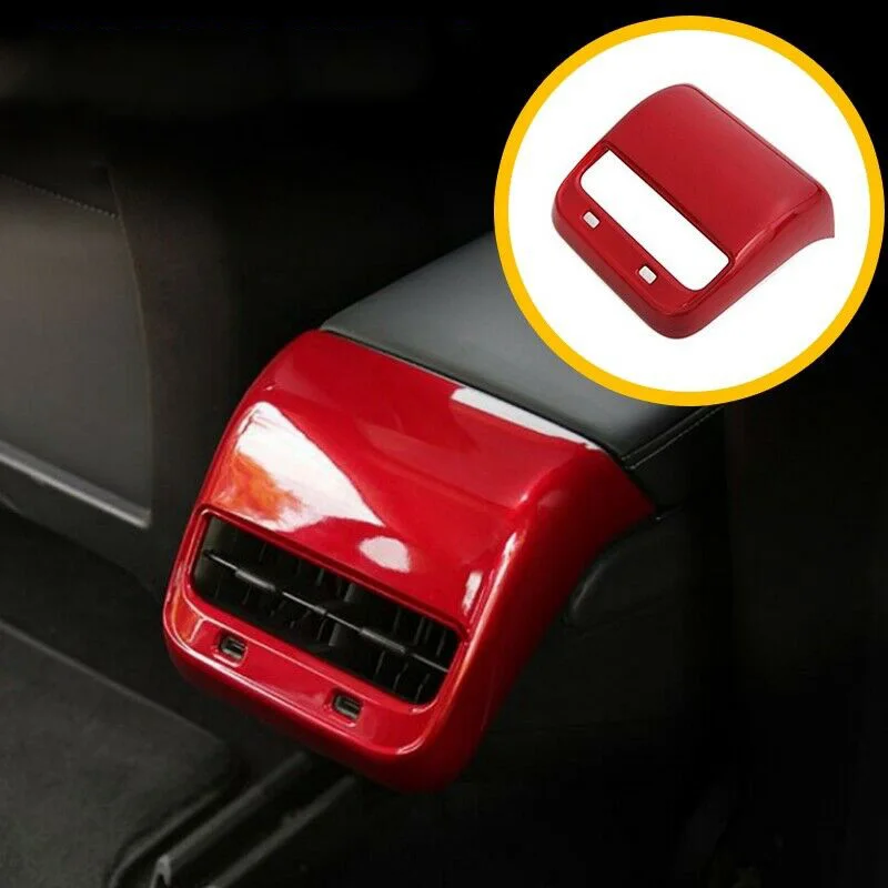 

Interior Rear Air Vent Outlet Cover Trim For Tesla Model 3 2018-2019 Red aBS