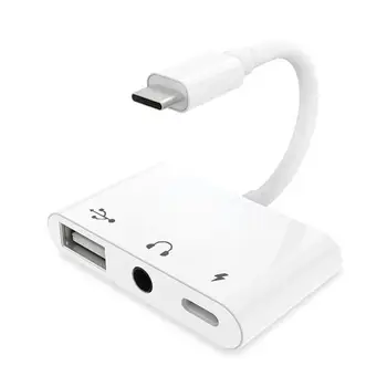 

USB-C Type-C to 3.5mm Earphone AUX Audio & USB 2.0 Female & PD Power Adapter for Cell Phone Tablet