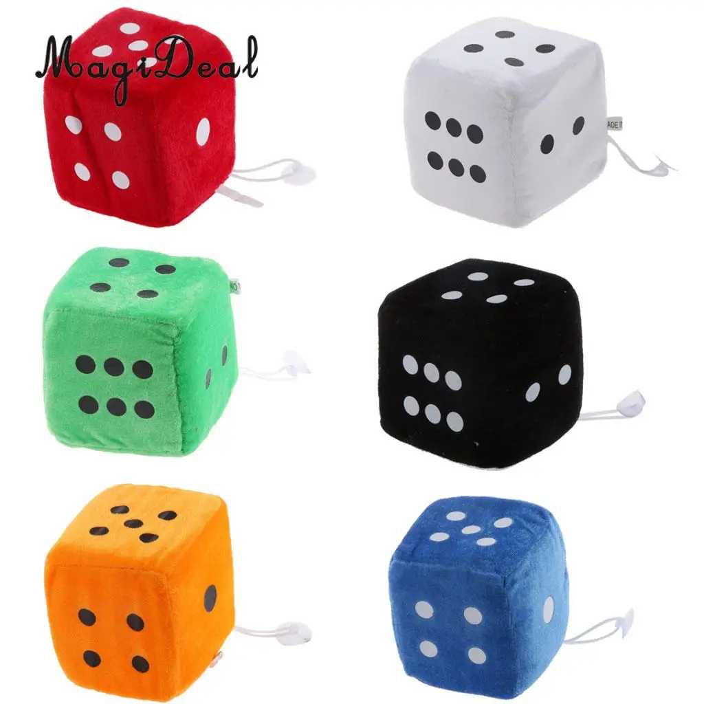 4 inch Soft Stuffed Plush Toys Dice Cube Car Window Mirror Hanger Sticky Decor Birthday Party Favors Novelty Toys Gift 10x10x10