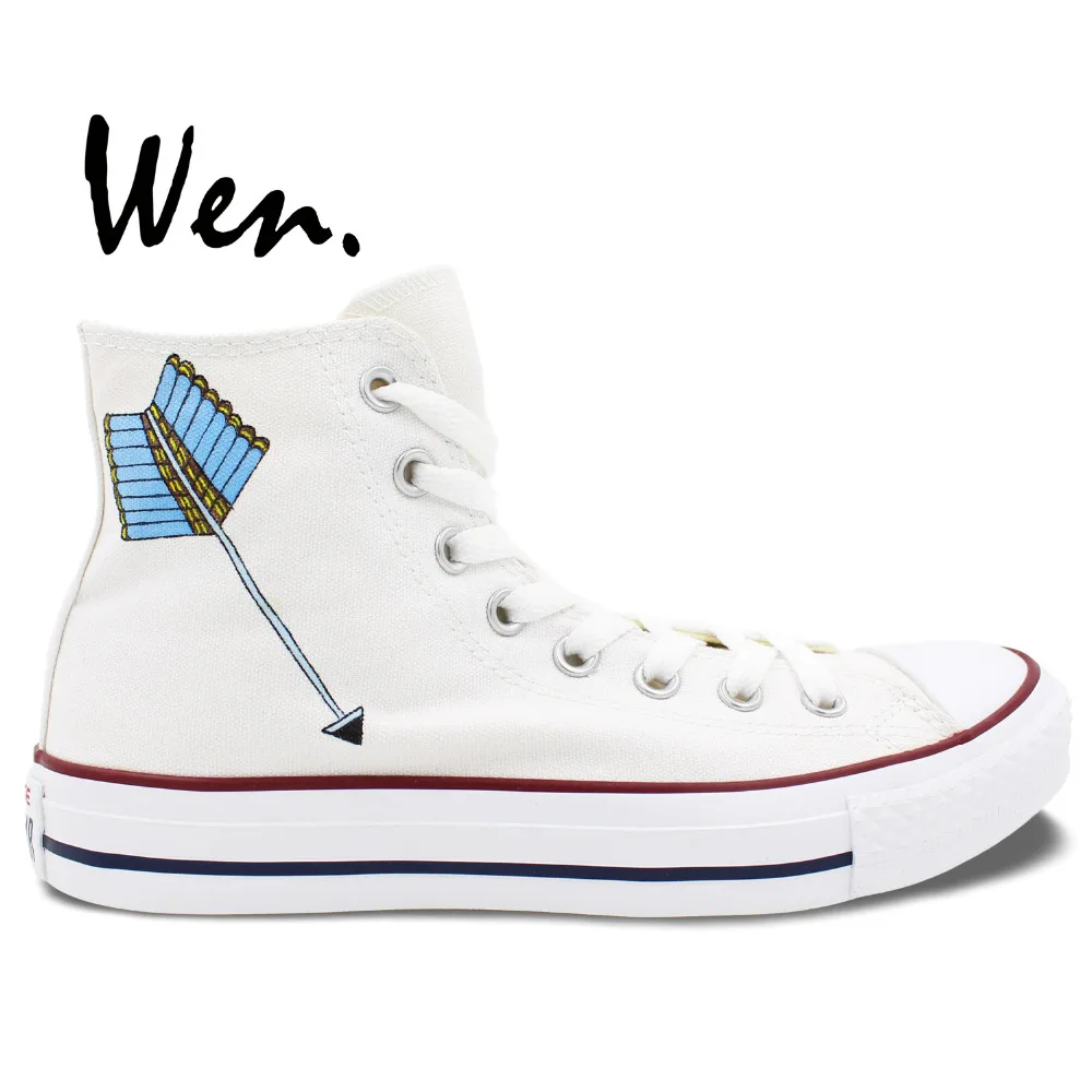 Wen Beste Beliebte Handgemalte Schuhe Custom Design Indiana Beliebt Lace Up Segeltuch White Wen Original Design Hand