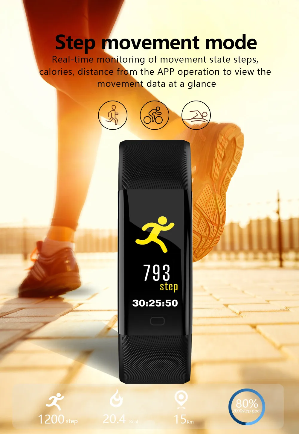 LEMFO F07 Plus Smart band Bracelet Heart Rate Monitor Pedometer Fitness tracker Smartband Wristband 20