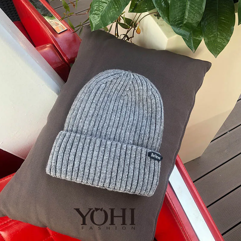 Новая плотная простая зимняя мохеровая шапочка, вязаная Студенческая шапка, Мягкая вязаная шапочка, теплые шапки и кепки для девушек-подростков