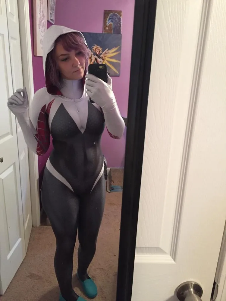 3D Print Spandex Lycra Spiderman Suit No Mask Gwen Stacy Costume Halloween Cosplay  (7)