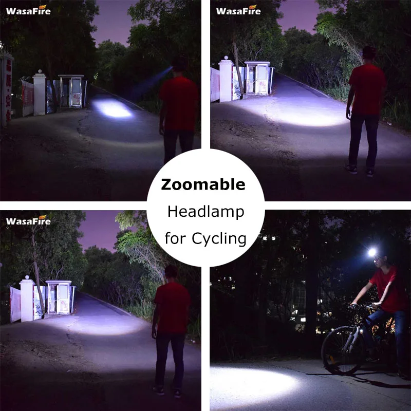 built in battery rechargeable headlamp zoomable headlight bike head light lamp torch flashlight 12