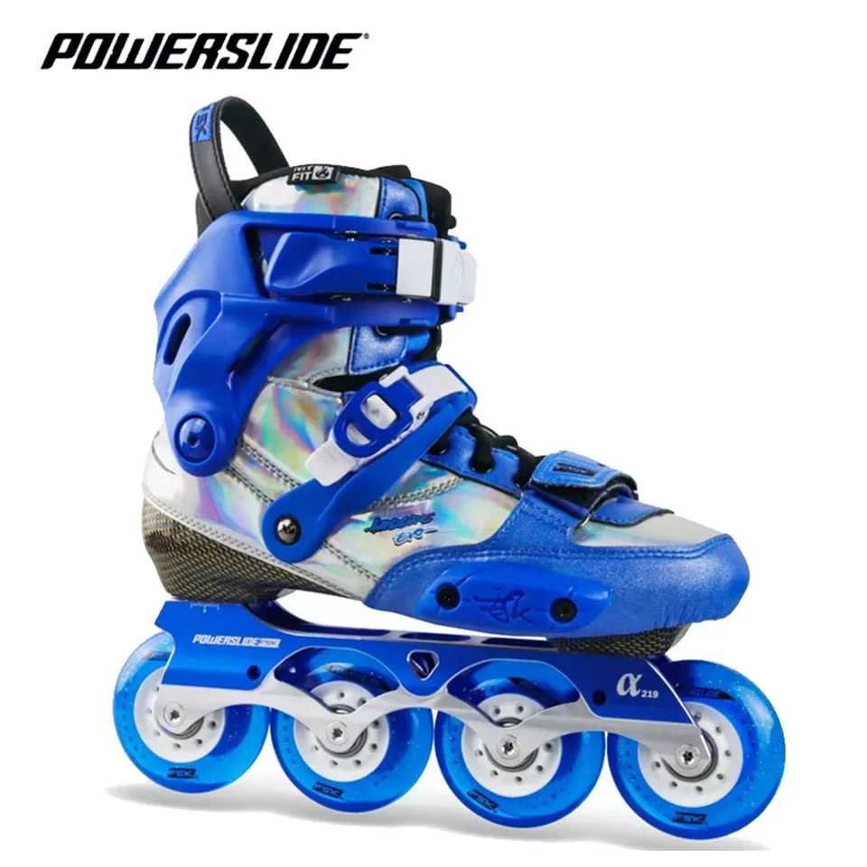 100% الأصلي 2018 Powerslide ايفو ألياف الكربون المهنية حذاء تزلج بعجلات سباق التعرج الكبار أحذية التزلج الأسطوانة الشحن انزلاق Patines