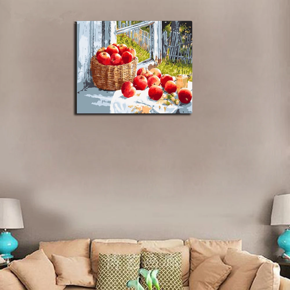 

Fruit Apple Oil Canvas Painting By Numbers On Canvas Coloring By Number Wall Art Painting For Home Decor 40*50cm