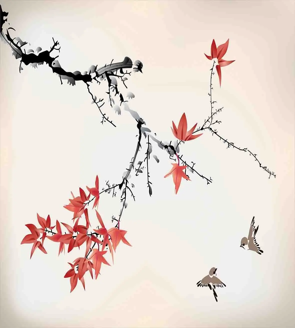japanese duvet cover set cherry blossom sakura tree branches watercolor cover photo