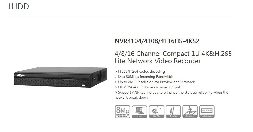 Dahua оригинальный IP NVR комплект включает 16CH 4K & H.265 видео рекордер NVR4104HS-4KS2 и ip-камера 6MP H.265 IPC-HDW4636C-A