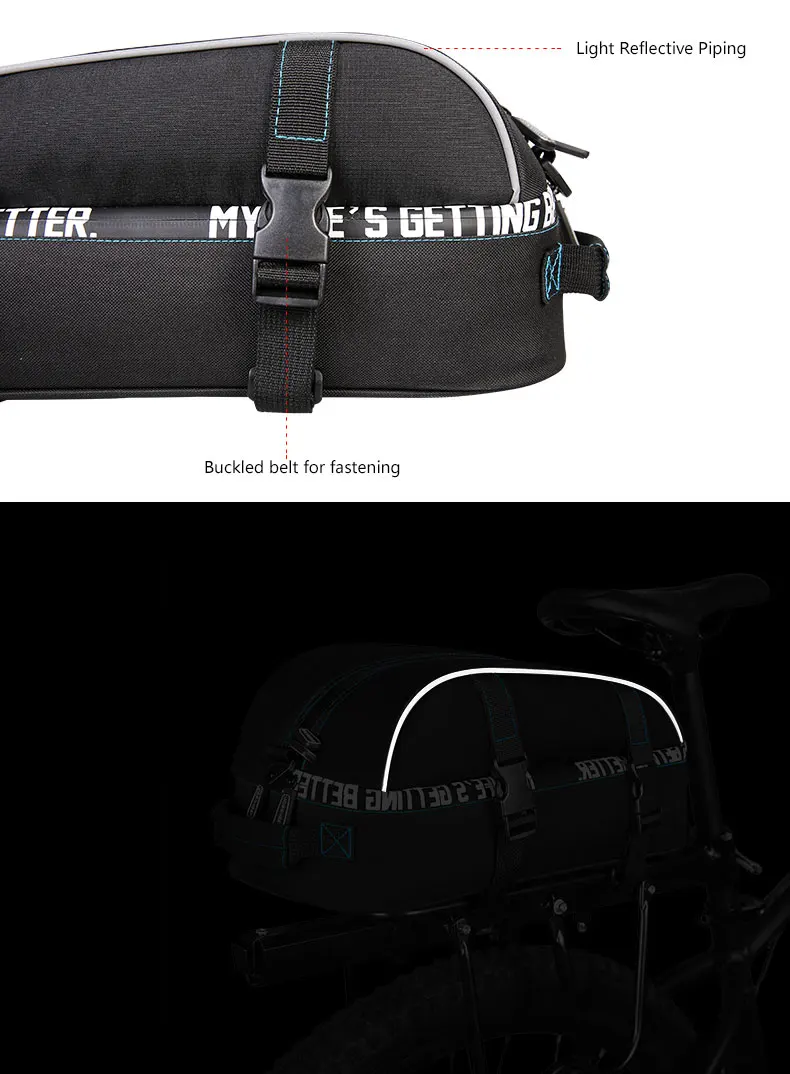 Discount ROSWHEEL New Bicycle Carrier Bag 8L Rack Trunk Double Layer Bike Luggage Pannier Cycling Storage Handbag Shoulder Strip 141416 4