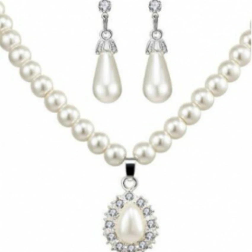 

2018 Fashion Emulation Pearl Necklace/Earrings Jewellery Set For Women Bride Set Wedding Party Joyme