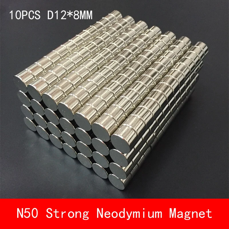 wholesale 10PCS D12*8mm round N50 powerful force neodymium