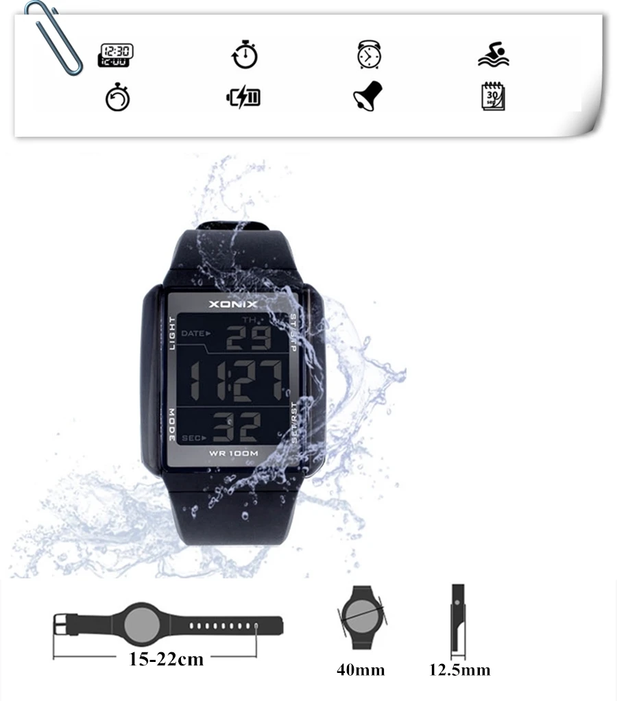 Hot!!! Men Sports Watches Waterproof 100m Outdoor Fun Multifunction Digital Watch Swimming Running LED Wristwatch Montre Homme