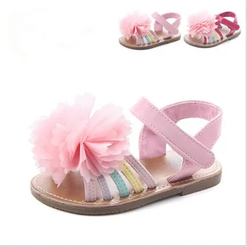 

2017 New Hard Sole Baby First Walkers Infants Lovely Flower Summer Shoes