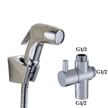 ABS Chrome Handheld Bidet Spray Shower Set Toilet Shattaf Sprayer Douche kit Bidet FaucetHose and Holder and Brass Valve