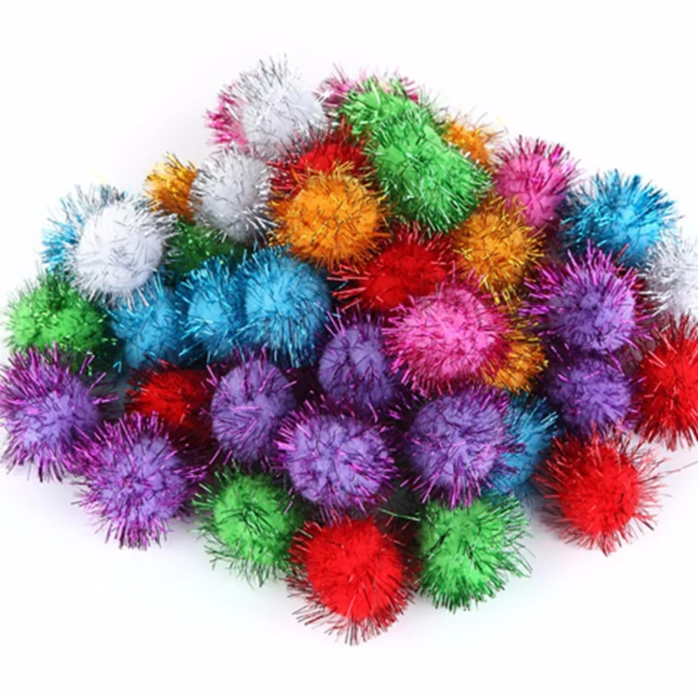 

100 Pcs/Lot Festival DIY Craft Pompoms Soft Fluffy Glitter Balls Felt Card DIY Creative Decor #249187