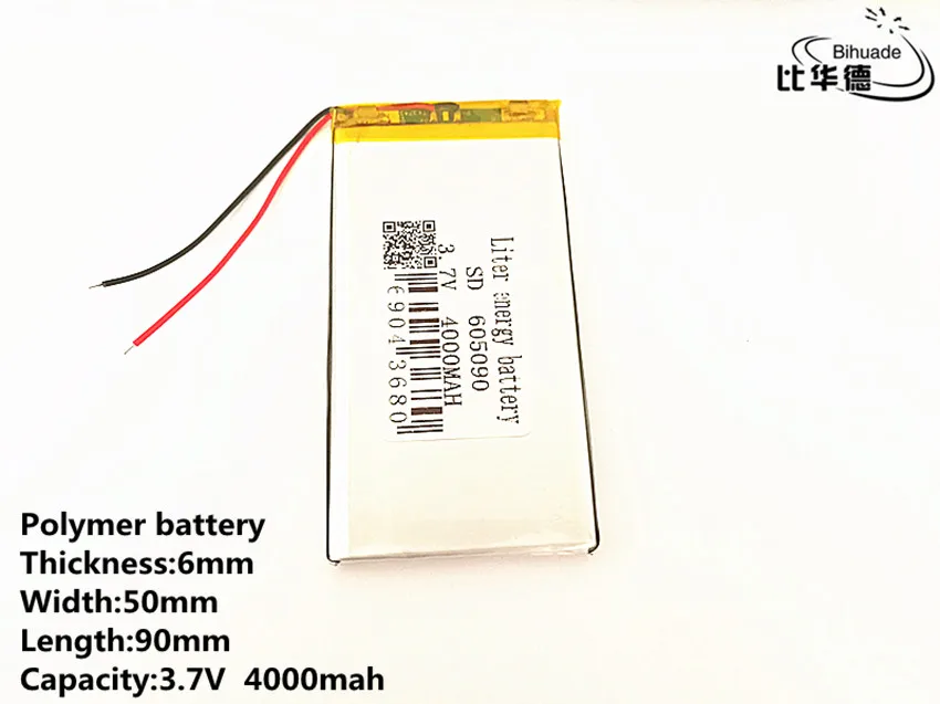 3,7 V 4000 mAh 605090 PLIB полимерный литий-ионный/литий-ионный аккумулятор для gps psp DVD