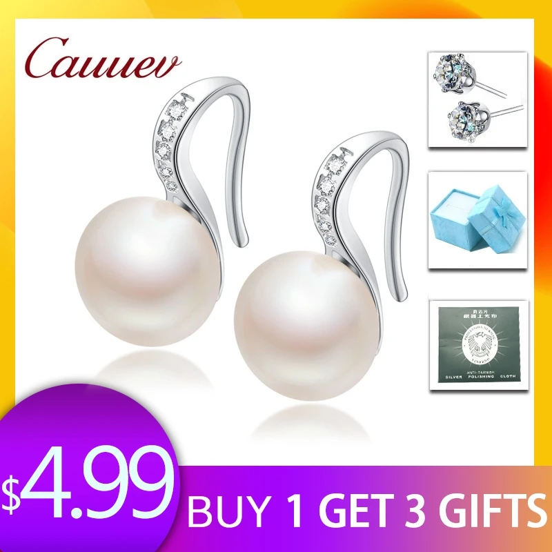 

2018 NEW Natural FreshPearl jewelry Earrings For Women 925 Sterling Silver Jewelry shoes zircon Pearl StudEarrings Weddinggift