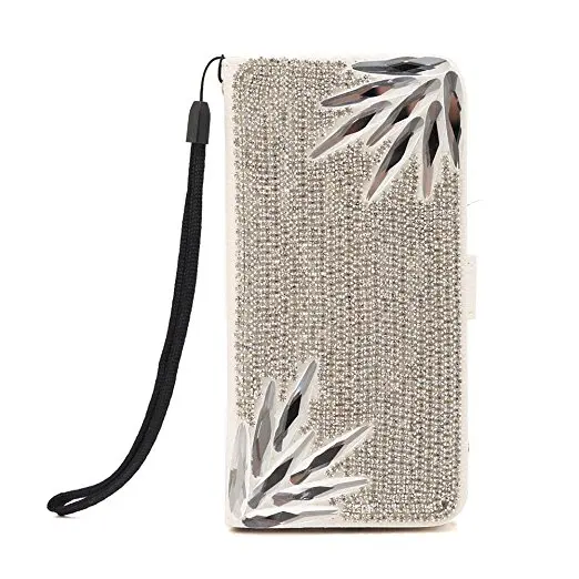 

Diamond chain sets catch chain leaves parquet Bling Crystal Leather Purse Flip Card Cover Case for samsungS6 S7 S8 S9 PLUS Note5