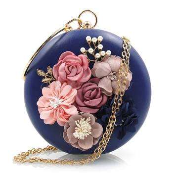 

Chic Women Evening Bag Round Flower Dinner Party Wedding Clutch Shoulder Handbag Drop Shipping