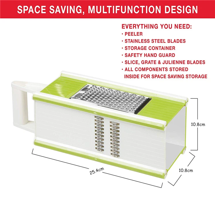 4-стороннее овощерезка с контейнером Нержавеющая сталь устройство резки овощей Картофельная Терка нож для резки моркови, огурца, Ломтерезка для KC1030