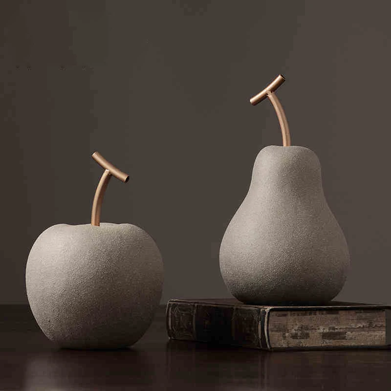 

Nordic creative Ceramic Apple Pear modern simple home furnishings decorations soft model room bedroom Decor