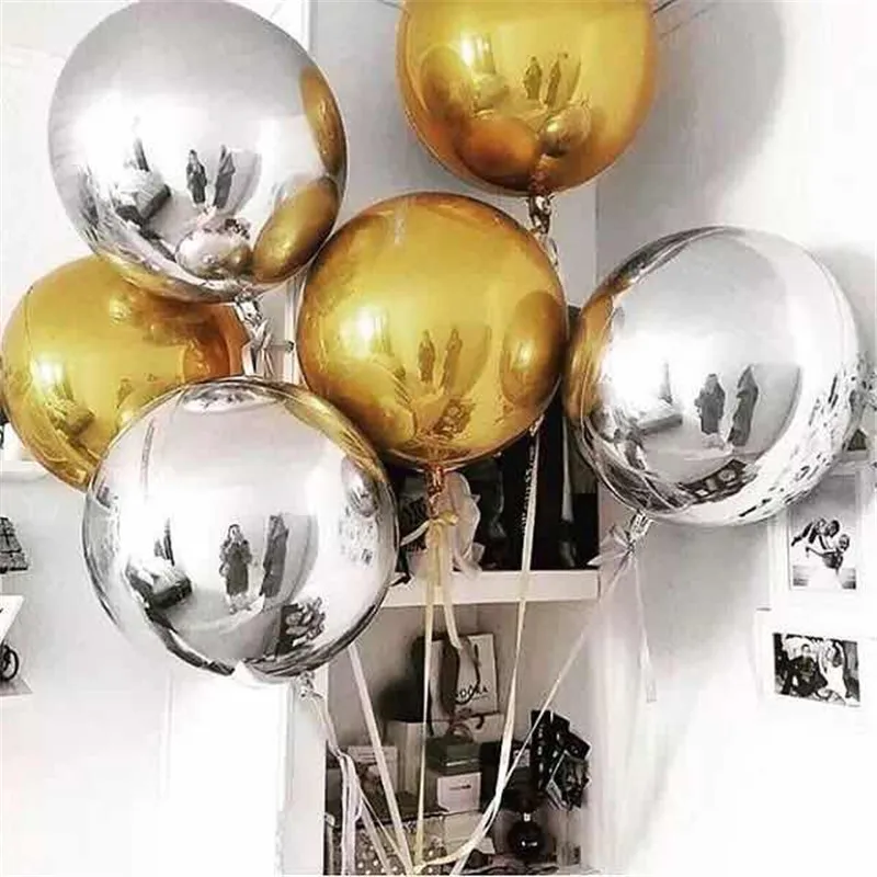 

32inch and 22inch Metalic Balloon Wedding Party Ballons Happy Birthday Balloon 4D Bubble Metal Chrome Balloon Air Helium Balloon