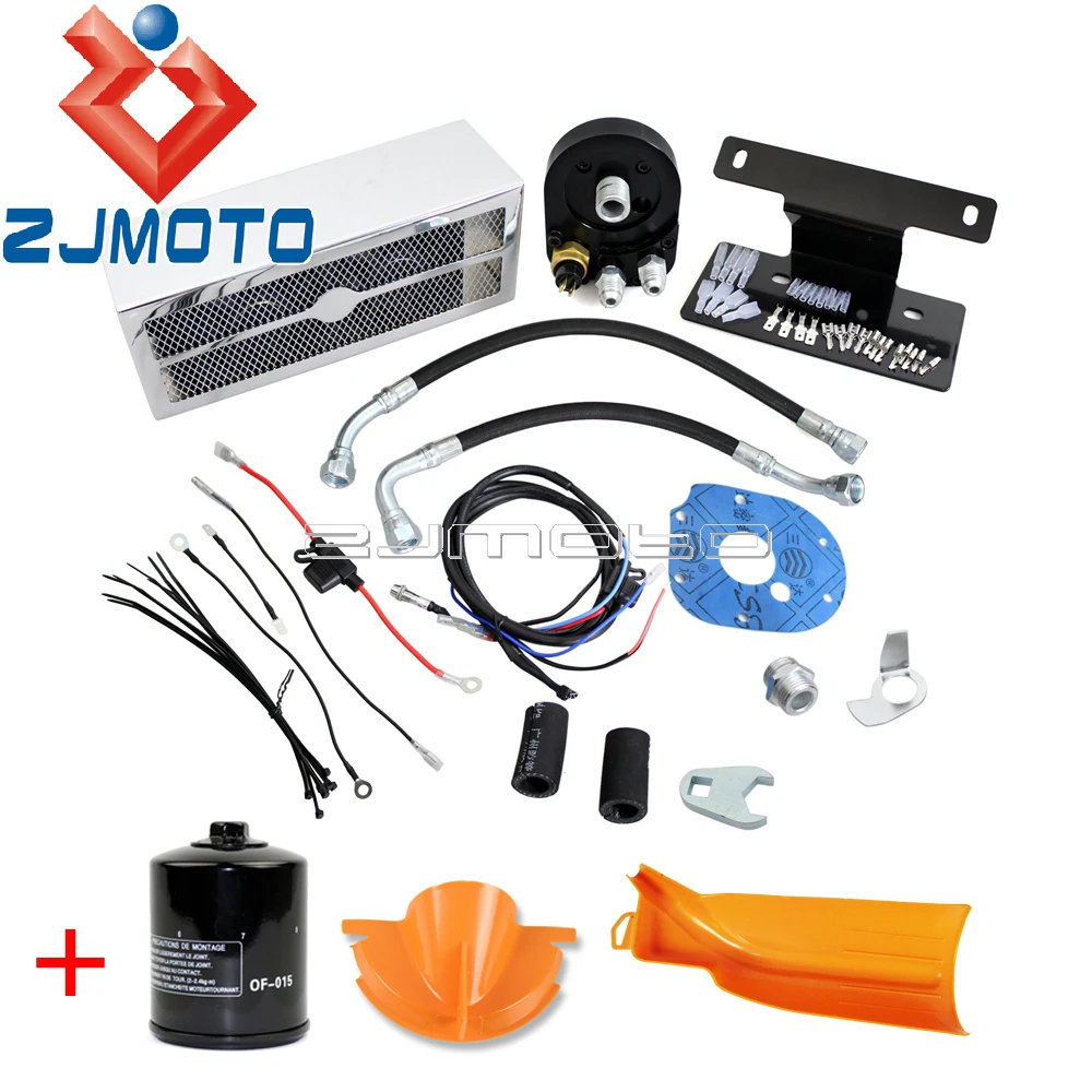 Chrome Reefer Oil Cooler Fan Cooling System For Harley Touring Road