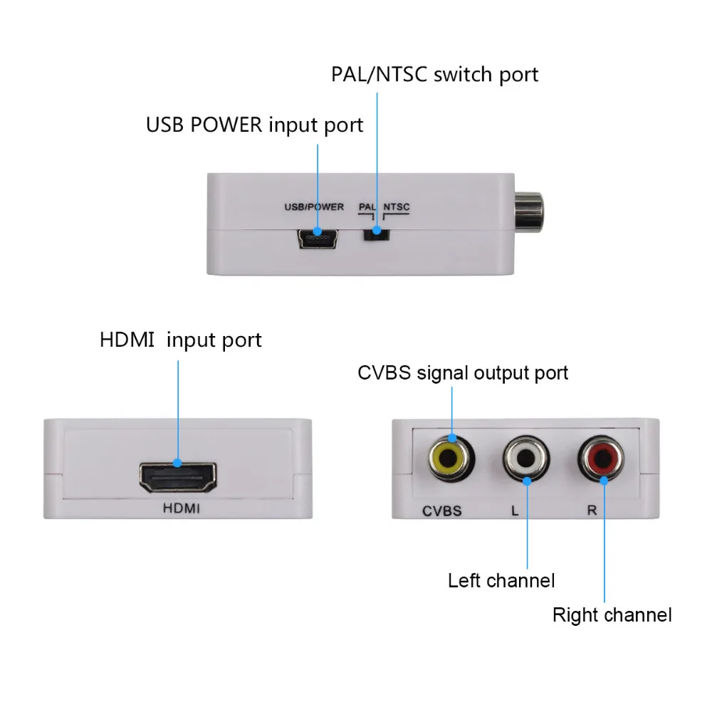 10 шт. HDMI для RCA AV/CVBS видео преобразователь 480 p 720 p 1080 HDMI2AV Поддержка NTSC/PLA Выход HDMIi к AV adapder